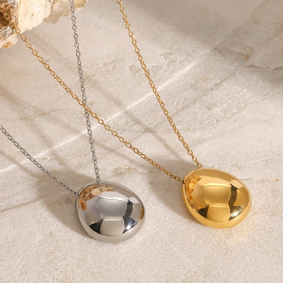 1 Stück Simple Series Einfache, einfarbige Halsketten mit Anhänger aus Edelstahl mit 18 Karat Goldbeschichtung für Damen 